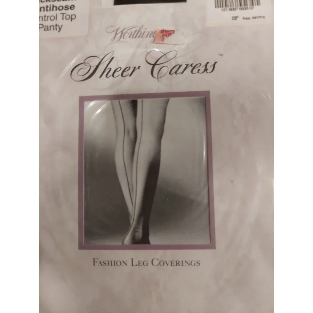 Worthington Sheer Caress Backseam Pantihose Control Top Panty Black Average USA